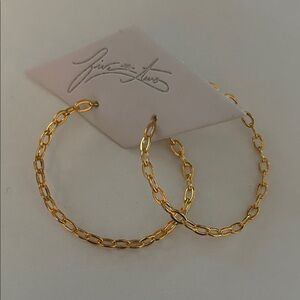 Five and Two - Gold Chain Link Hoop Earrings, NWT
